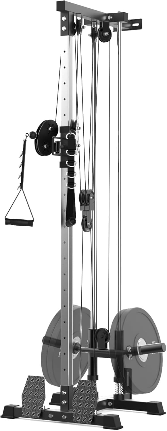 GarveeLife Wall Mount Cable Machine,LAT Power Cable Machine, LAT Pull Down and LAT Row LAT Tower,Cable Crossover Machine with 20 Positions,LAT Pulldown Machines for Home Gym Total Body Training