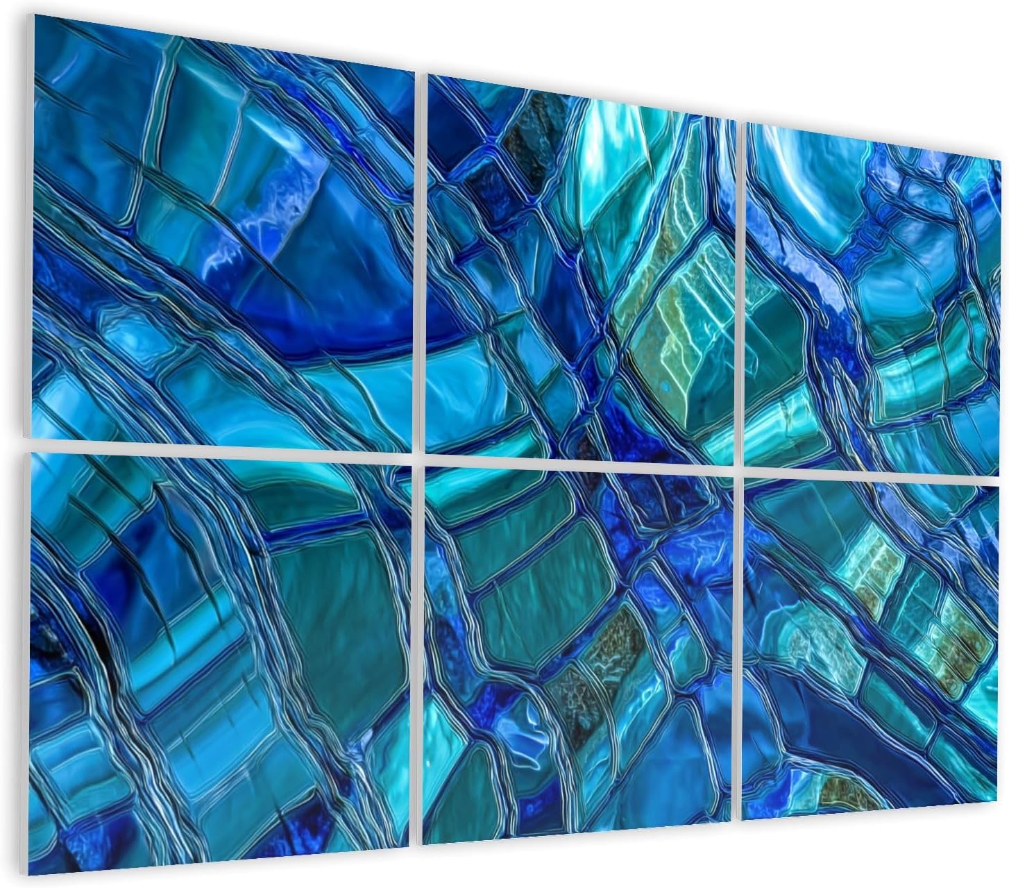 6 Pack Art Acoustic Panels Self Adhesive Blue Green Pearl Seashell Wave Teal Labradorite Mineral Gemstone Sea Decorative Soundproof Wall Panels Sound Absorbing Panel 48