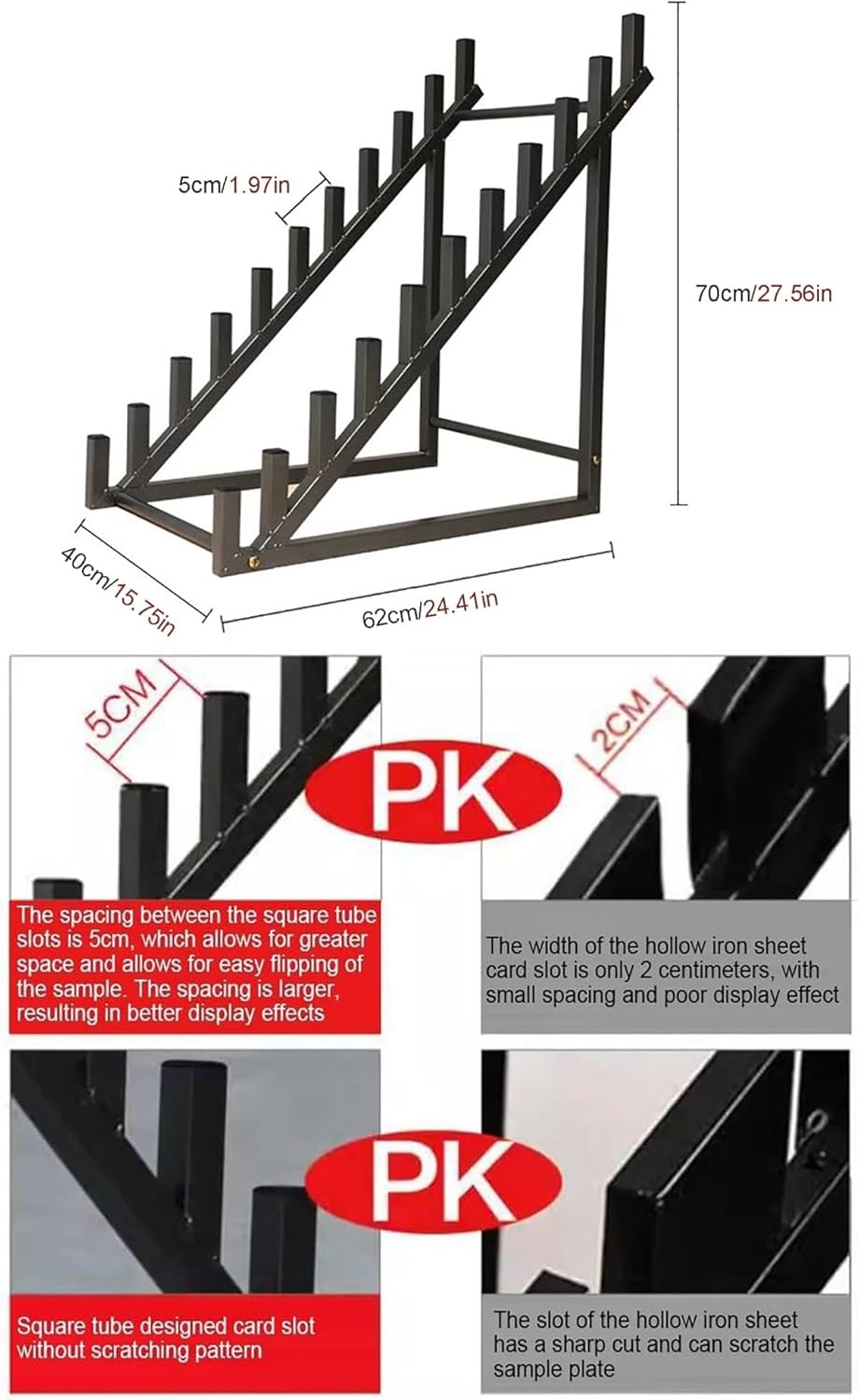 Floor Tile Display Stand,Ceramic Tile Door Stand Holder,Wooden Floor Sample Holder,Standing Floor Tile/Door Display Rack with 10 Card Slots