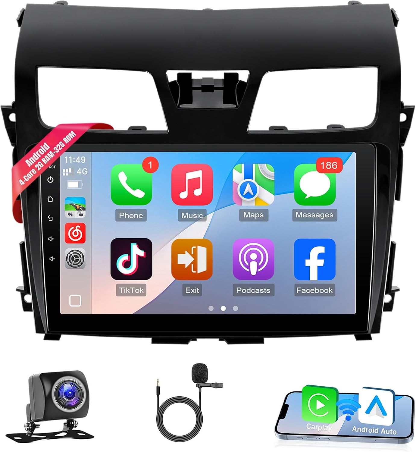 Leadfan Car Radio for 2013 2014 2015 Nissan Altima Auto AC, Touchscreen Car Stereo for Nissan Teana with Wireless Carplay Android Auto Backup Camera SWC GPS Stereo GPS Bluetooth FM Audio Receiver