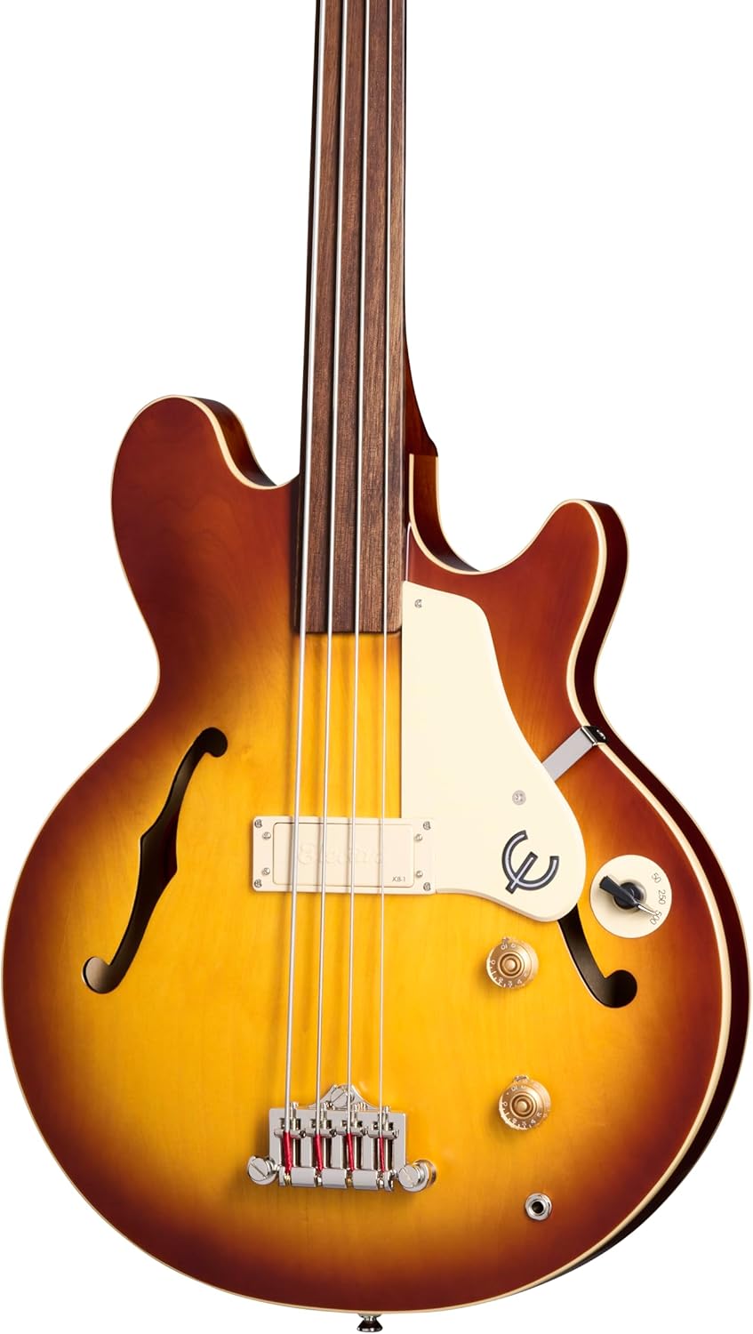 Epiphone Jack Casady Fretless Bass, Aged Royal Tan with Bag