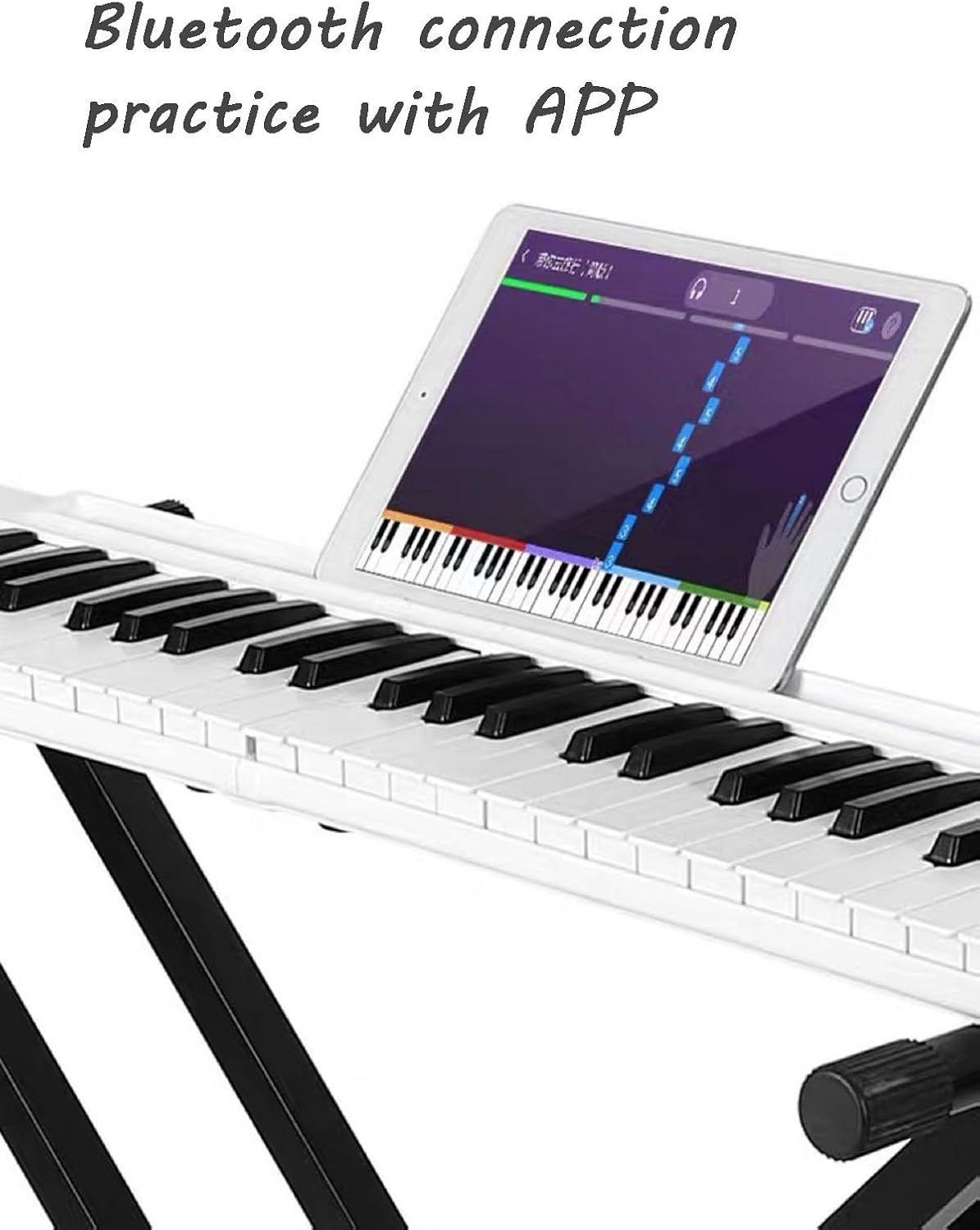 88 Keys Folding Piano Electric Keyboard Piano Semi-Weighted Portable Digital Piano Rechargeable Built-in Dual Speakers With Bluetooth 5.0 MIDI Sustain Pedal,Music Sheet Holder,Carrying Bag (Color : B