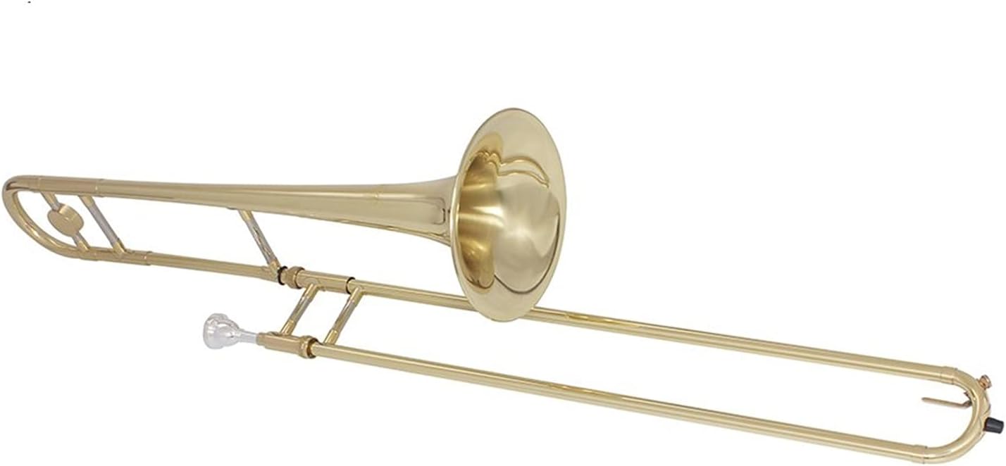 Student Trombone Alto Trombone Brass with Gold Paint BB Trombone Wind Instrument with Suitcase Mouthpiece Cleaning Cloth Gloves Trombone Kit