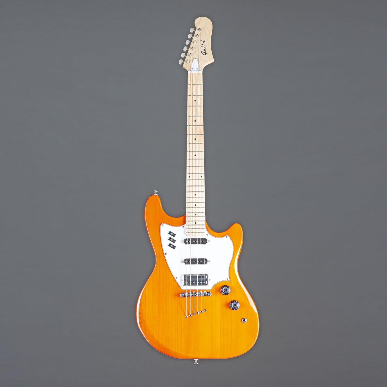 Guild Guitars Surfliner Solid Body Electric Guitar Sunset Orange - Classic Styling with Modern Features, Guild Rocker Pickup Switching System with Master Volume, Tone Control and 3 Switches