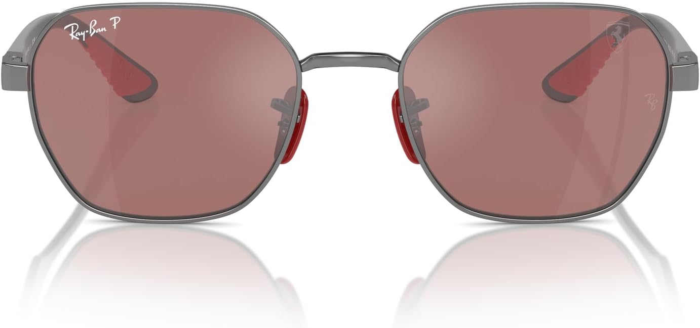 Ray-Ban RB3794M Scuderia Ferrari Collection Chromance Sunglasses, Gunmetal/Chromance Purple Mirrored Silver Polarized, 54 mm