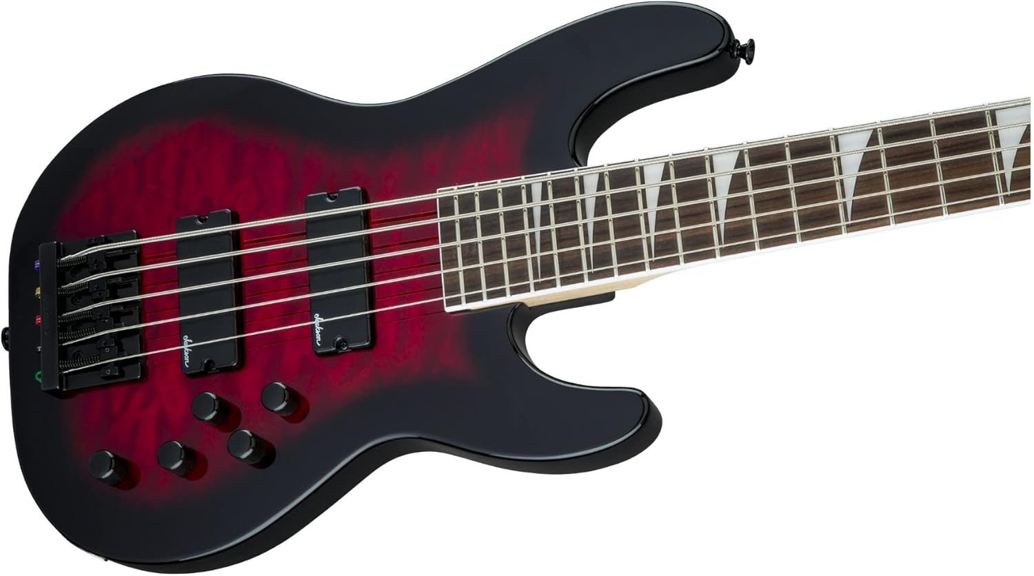 Jackson JS Series 5-String Concert Bass JS3VQ, Transparent Red Burst, Amaranth Fingerboard