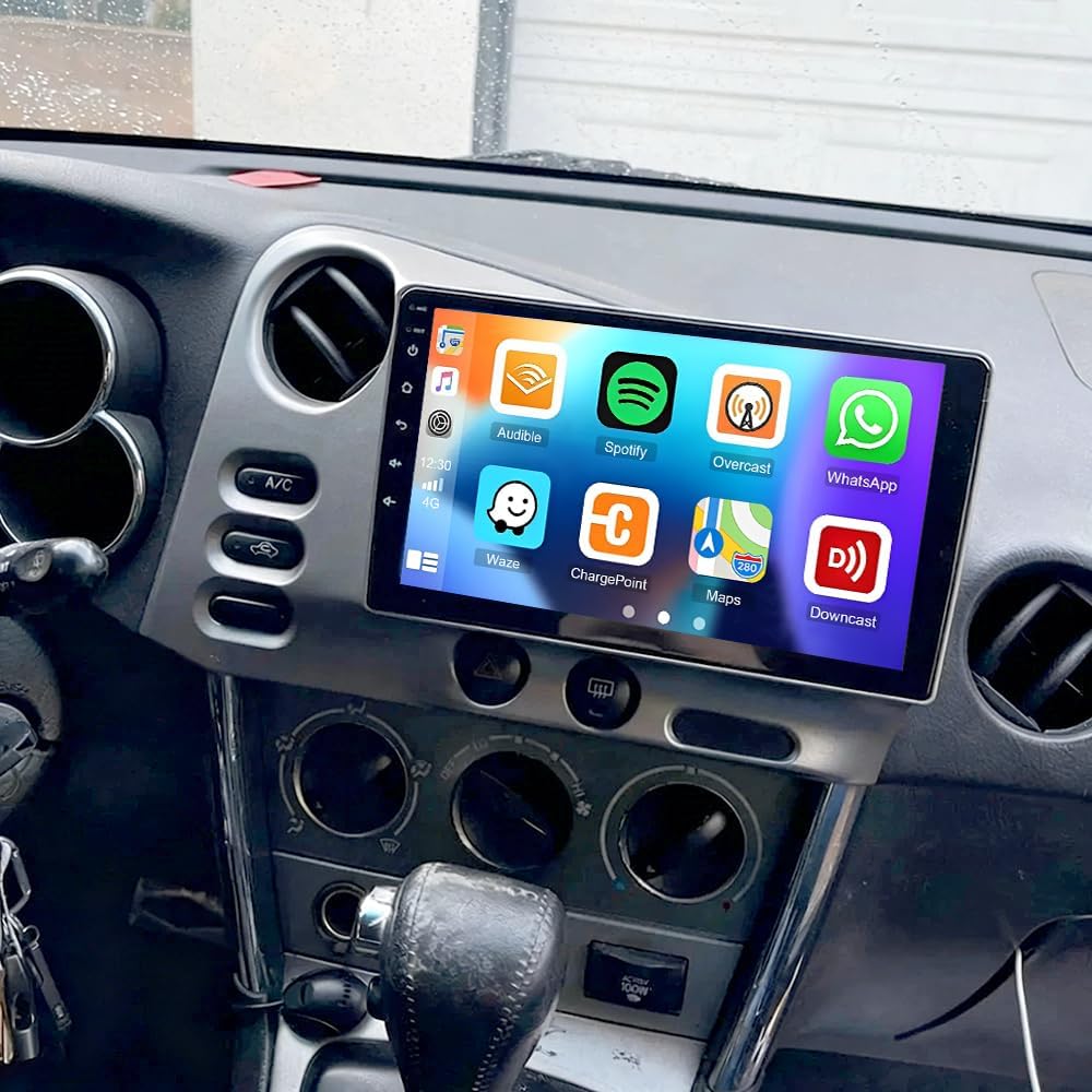 Car Stereo Radio Compatible for Toyoya Matrix 2003-2004 with Carplay Android Auto GPS Navigation 9in Touchscreen Car Radio Player with Bluetooth WiFi FM SWC Mirror Link Split Screen + Backup Camera