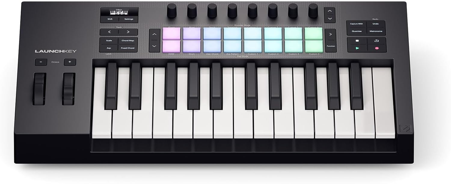 Audiosavings Bundle: Novation LAUNCHKEY 25 MK4 25-Key USB MIDI Ableton Live Keyboard Controller Bundle with Rockville RMC-XLR High-End Metal DJ Handheld Wired Microphone Mic w (2) Cables (2 Items)