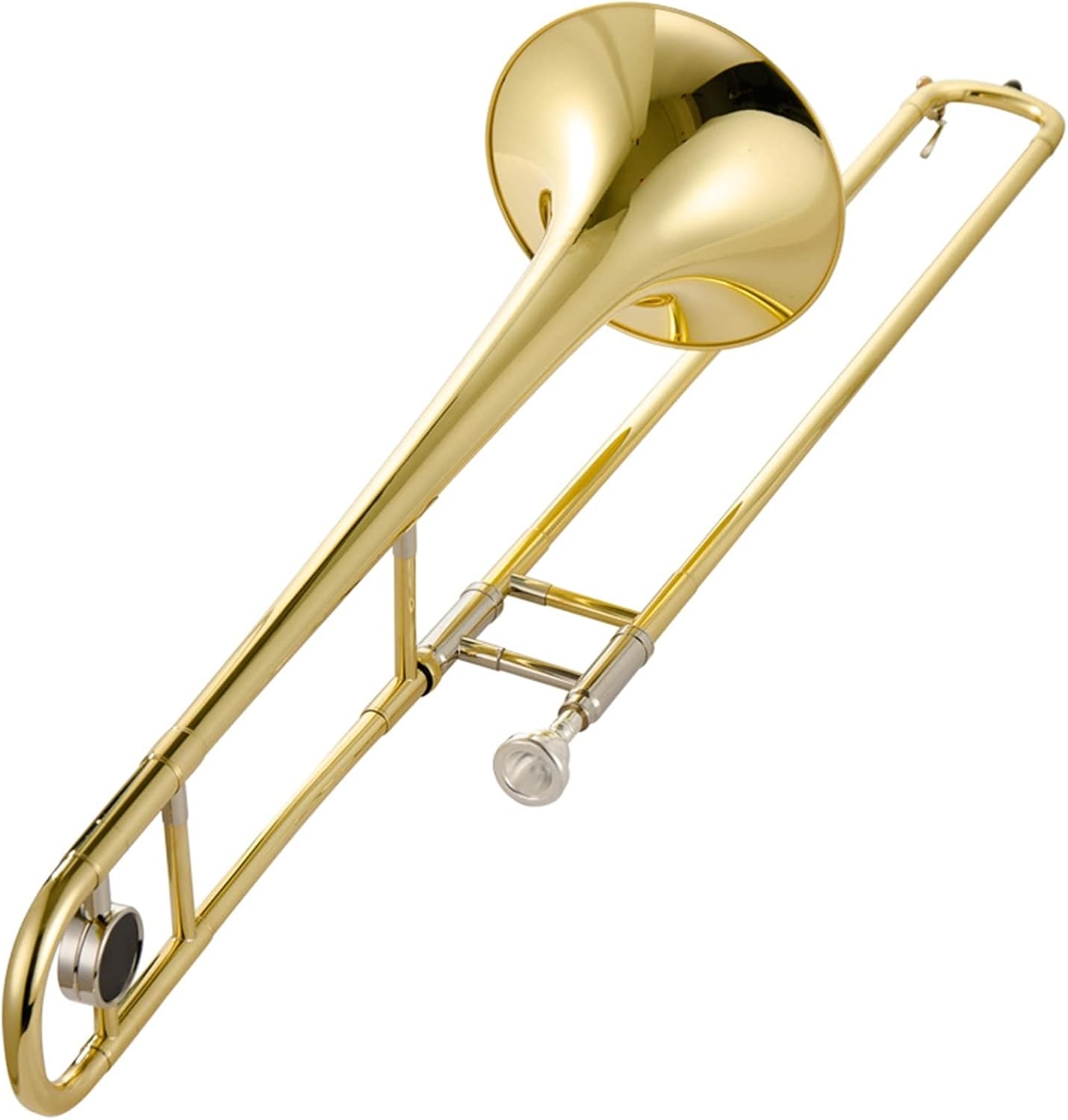 Student Trombone B-Flat Trombone Brass Instrument for Children and Adults Trombone Kit (Color : Gold)