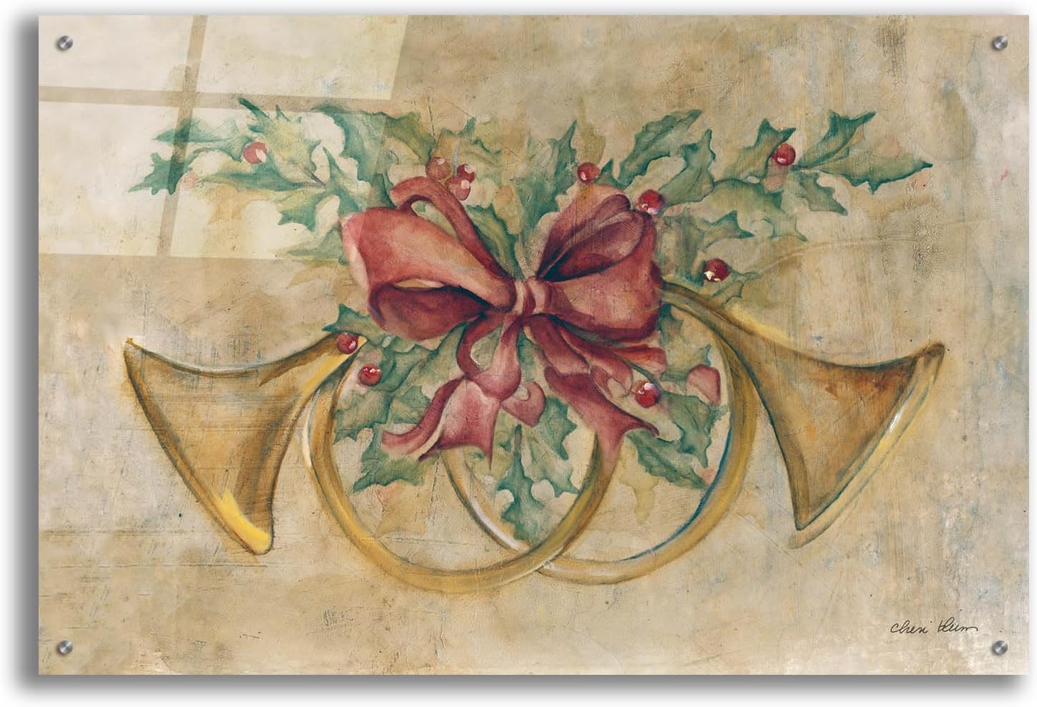 Epic Art 'Holiday French Horns' by Cheri Blum Acrylic Glass Wall Art, 36