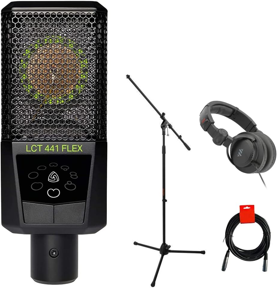 Lewitt LCT 441 Flex Multipattern Studio Condenser Microphone Bundle with Polsen HPC-A30-MK2 Studio Monitor Headphones, Tripod Microphone Stand, & XLR-XLR Cable
