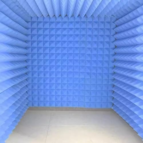 80x80x80cm Soundproof Box Sound Booth, Cube Vocal Absorbing Shield, Self Made Recording Cover for Music/Video Conference/Live Streaming (Color : Blue)