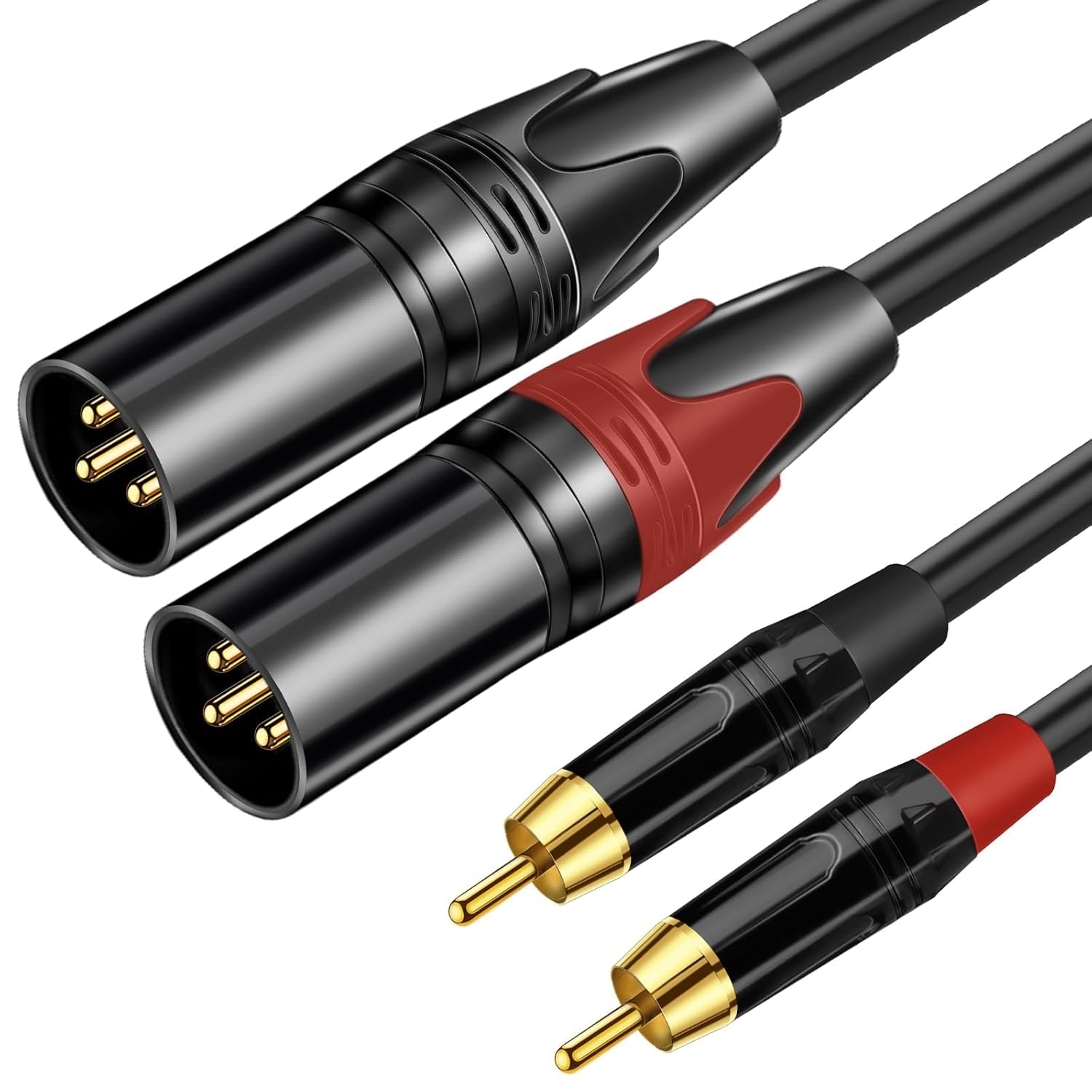 XLR Male to Female Mic Cable 3.5mm 6.5mm RCA Adapter Audio Line (20Meters,Dual XLR M-Dual RCA M)