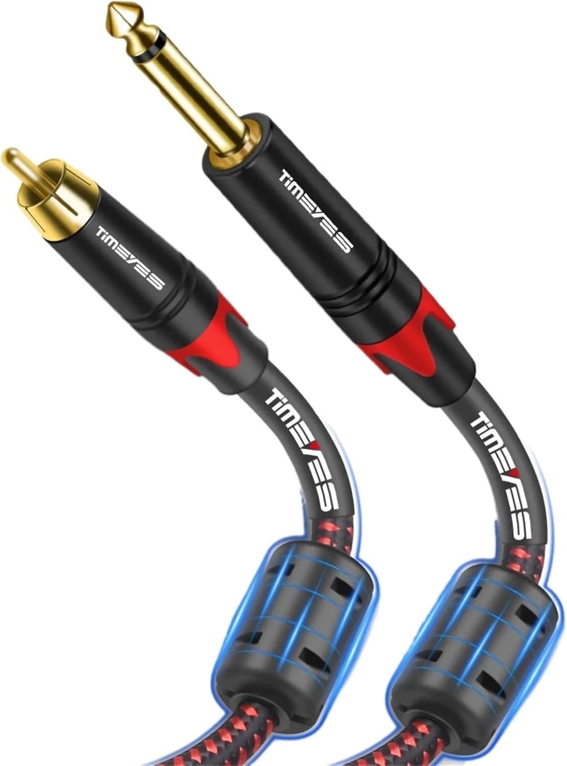 Pack 2 RCA to 1/4 Inch Cable 2 RCA to 2 6.35mm TS Male to Male Stereo Audio for Tablet Amplifier Smartphone Music Player Speaker(1m)