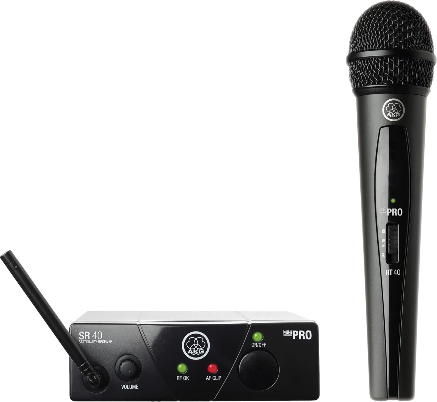 AKG Pro Audio WMS40MINI Vocal Set Band US25C Wireless Microphone System, with SR40 Receiver and PT40 Mini Pocket Transmitter. Black