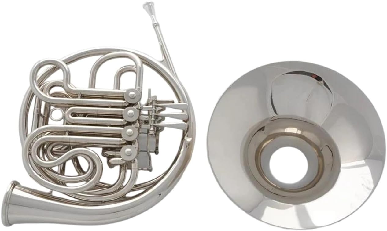 4 Key French Horn Professional Silver Nickel Plated Double Row French Horn F Bb Tape Box