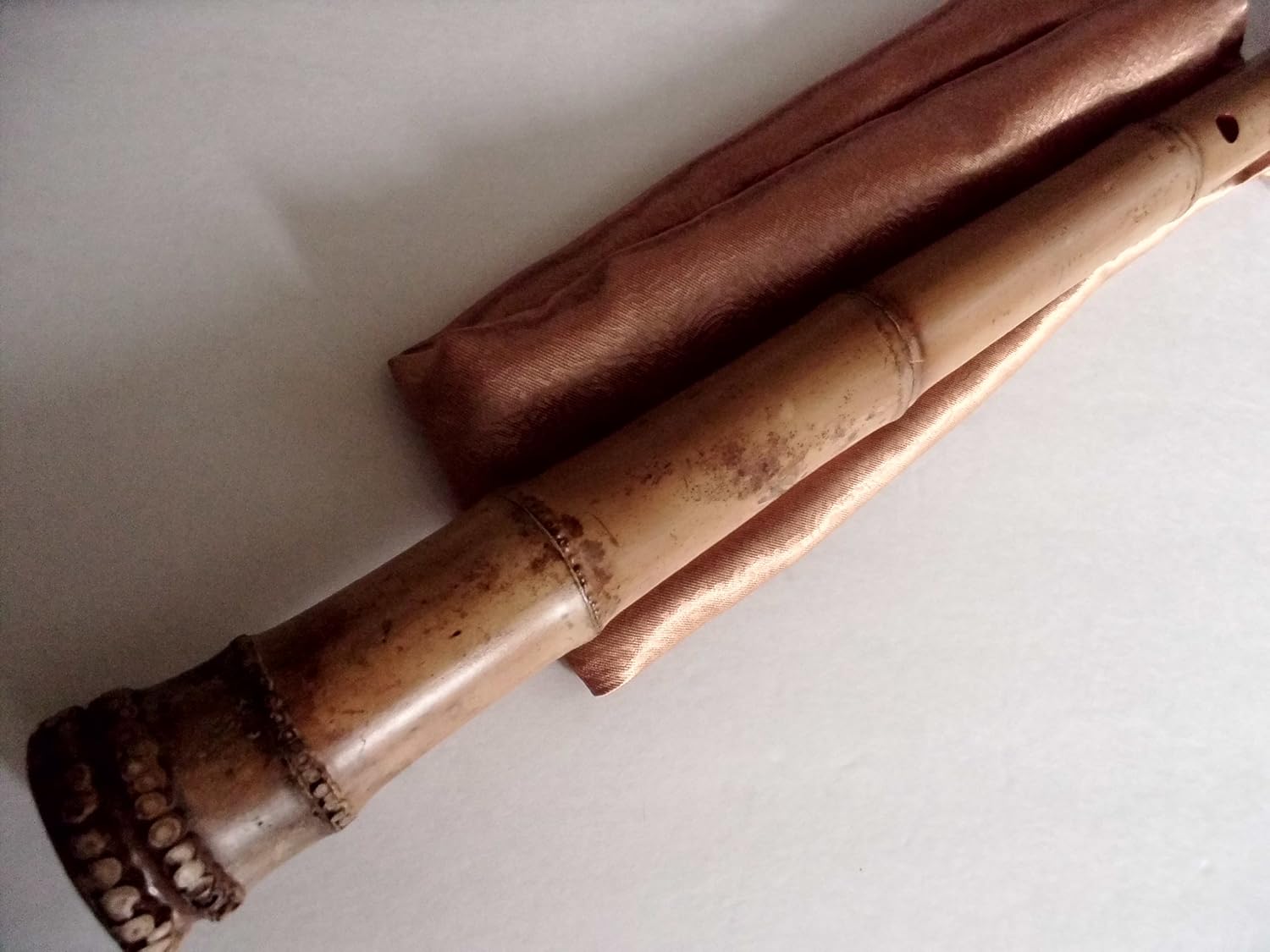 2.2 Pentatonic Shakuhachi with Root End 5 Holes Kinko Wudaguji inlet with buffalo horn flake- Traditional Zen Instrument