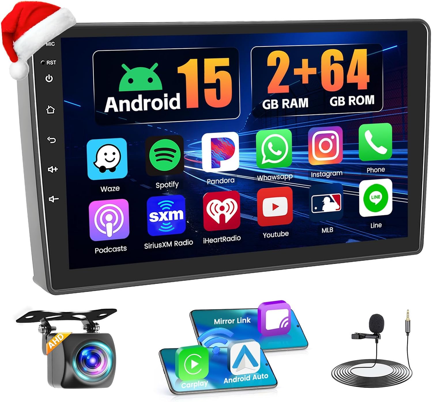 2+64GB Android 15 Car Stereo for Ford Escape 2000-2006 Mazda Tribute 2000-2007 Mercury Mariner 2005-2007 Wireless Carplay Android Auto, 9