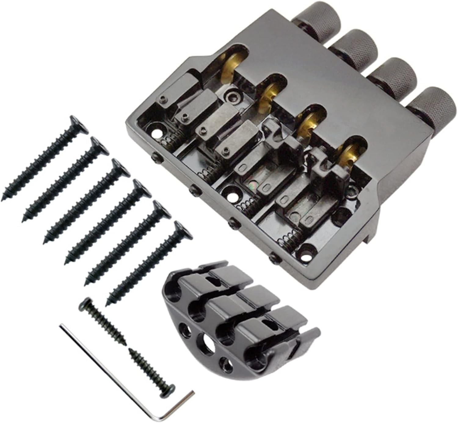 Guitar Bridge 1 Set of Black Roller Saddle 4 String Bass Guitar Bridge for Headless Bass Guitar Accessories Parts Musical Instrument Guitar Replacement Parts