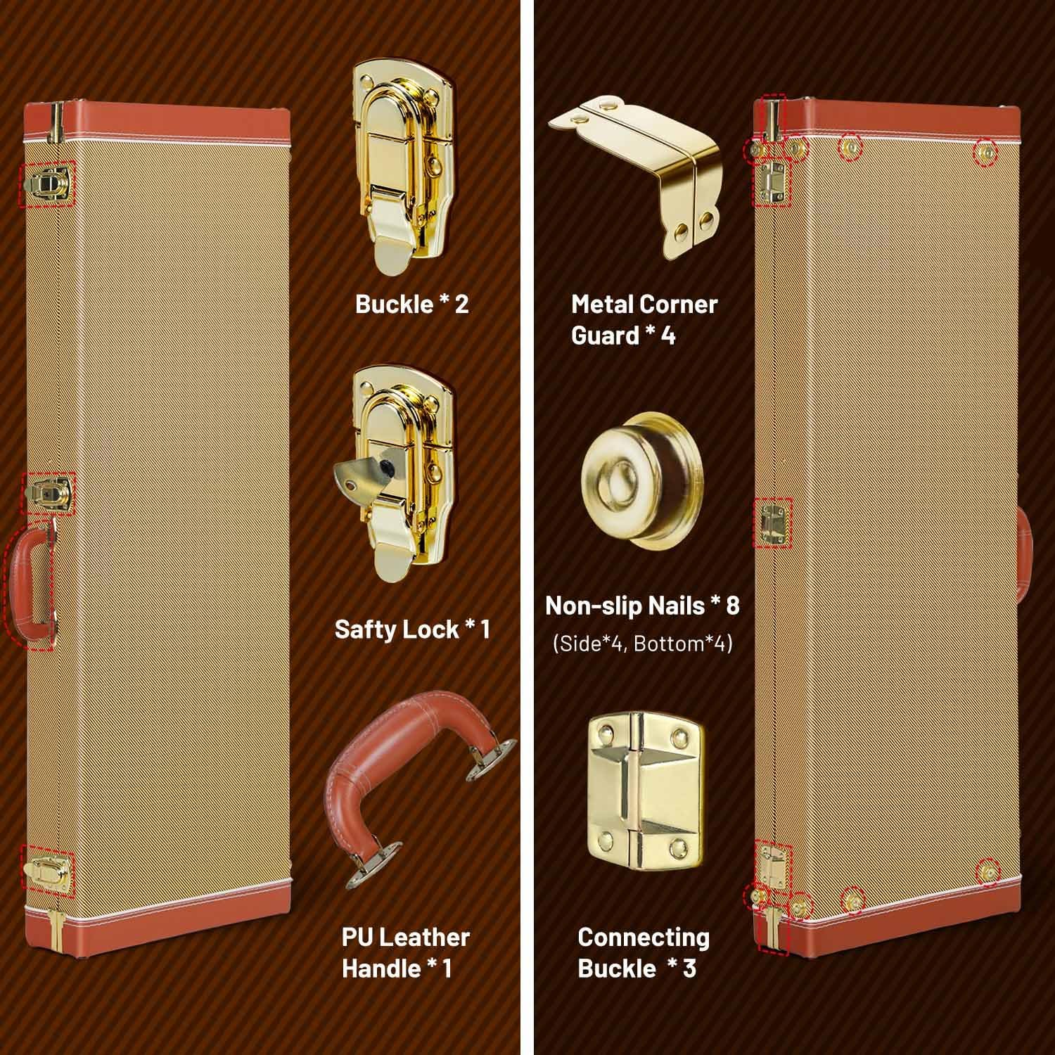 CAHAYA Guitar Case Electric Hardshell: 0.98inch Thick Padding Only for ST Electric Guitars Hardshell Wood Guitar Gig Case with Padded Comfortable Handle and 2 Keys Yellow CY00365-1