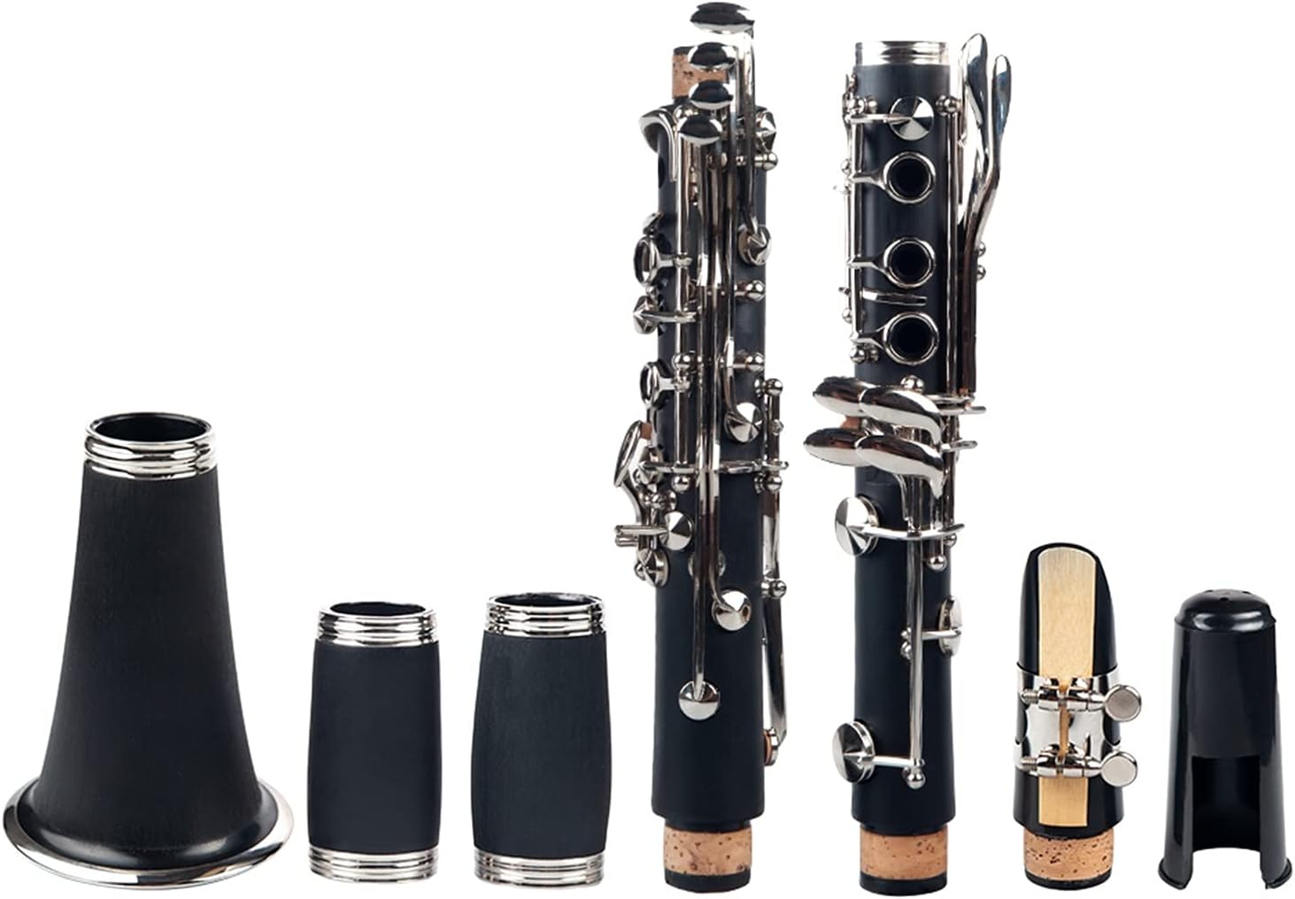 Standard Clarinet Black ABS Clarinet Bb Cupronickel Plated Nickel 17 Key with Cleaning Cloth Gloves Woodwind Instrument Beginner Clarinet