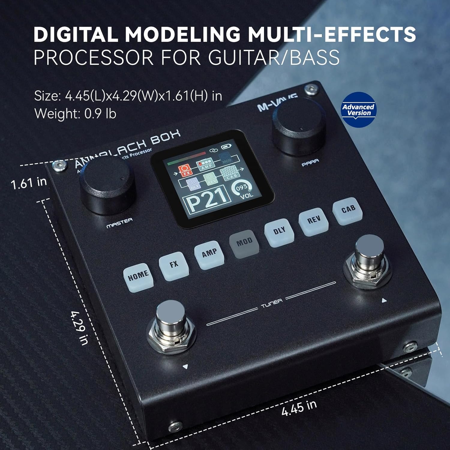 M-VAVE ANN Blackbox Guitar Pedal 80 Editable Presets Reverb Delay Boost Black Box with 6 Effect Modules AMP CAB BT Audio With APP Create Paremeters