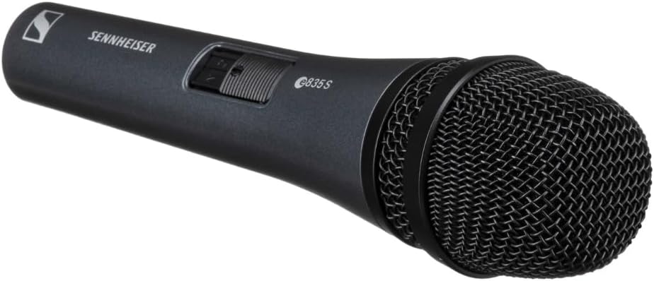 Sennheiser E 835-S Cardioid Dynamic Vocal Microphone Bundle w/Pig Hog PHM10 8mm Mic Cable Polishing Cloth