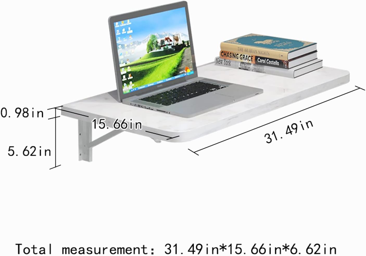 Pmnianhua Wall Mounted Desk,31'' Wall Mounted Drop Leaf Table,Drop Down Table,Folding Table,Fold Down Wall Desk,Floating Desk for Wall Laundry Room Bar Home Office Small Space(White)