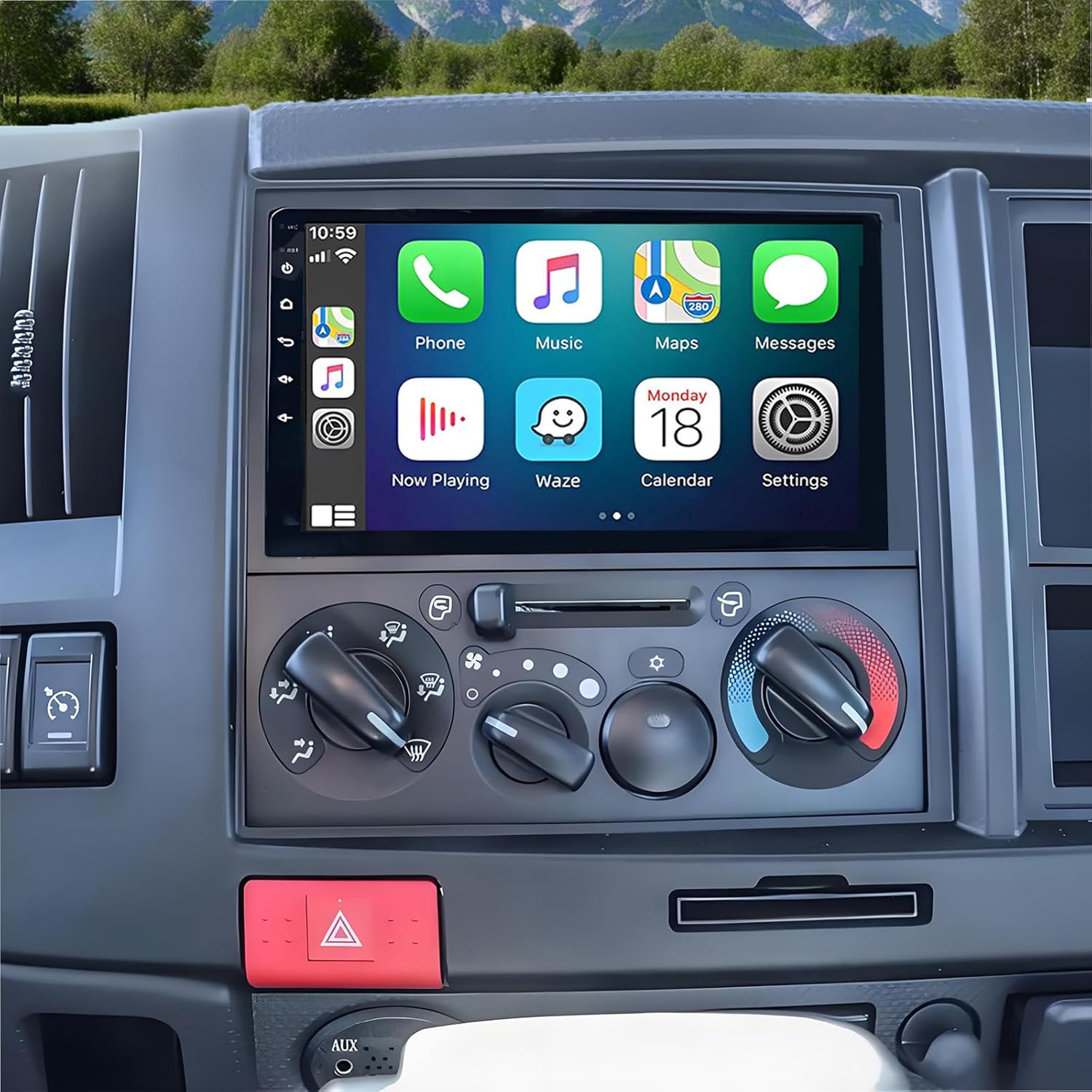 7inch Android 15 Car Stereo Radio for Isuzu NNR/NPR/NPS/NQR Truck Built-in with Carplay Android Auto Car Screen with Bluetooth WiFi FM/AM/RDS GPS Navigation Backup Camera 2+64G