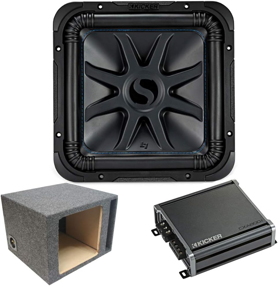 Loaded Kicker Bundle 44L7S124 Car Audio Solo-Baric 12 inches Sub Box and CXA800.1 Amp Bundle (Renewed)
