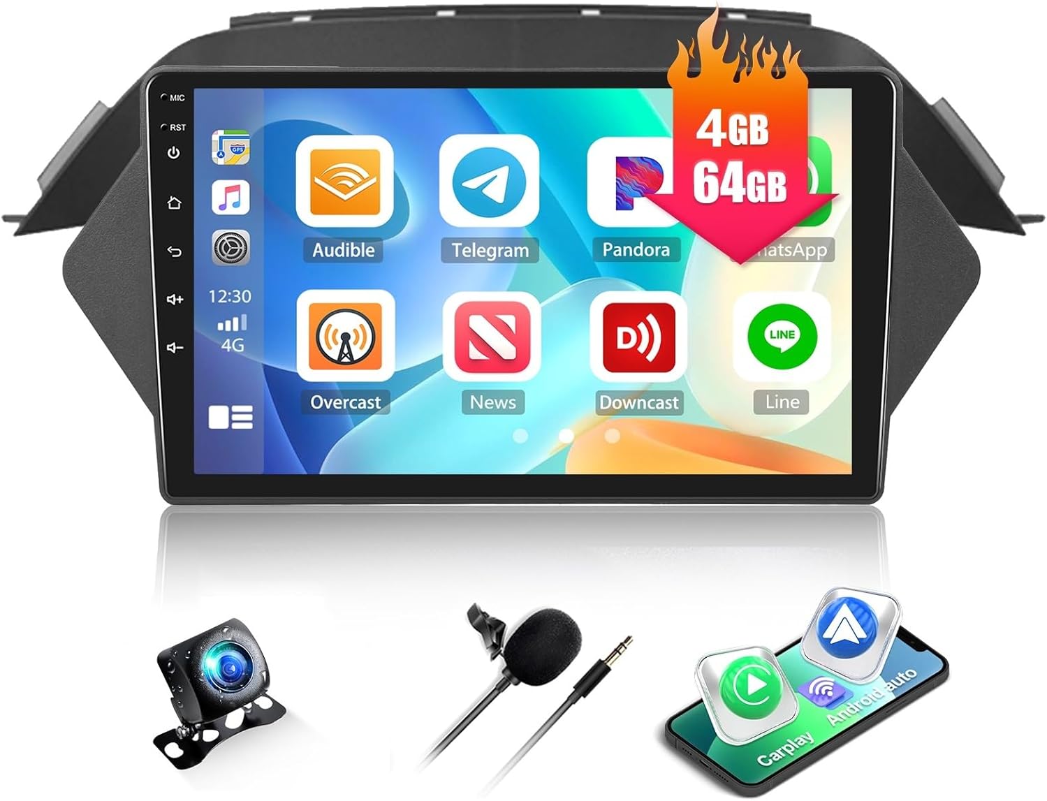 CAMECHO 4+64GB Car Stereo for Honda Acura MDX 2007-2013 with Wireless CarPlay Android Auto, Android 15 Radio, 9