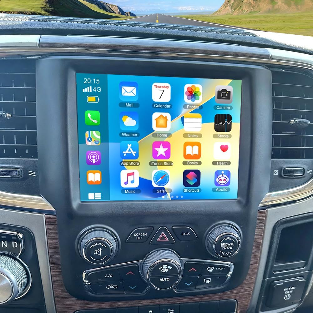Car Stereo for Dodge Ram 2015-2021,8.4 Inch Android 14 Double Din Car Radio with Carplay & Android Auto, in-Dash Navigation Radio with BT Mirror Link WiFi FM Radio & Backup Camera-2+64G