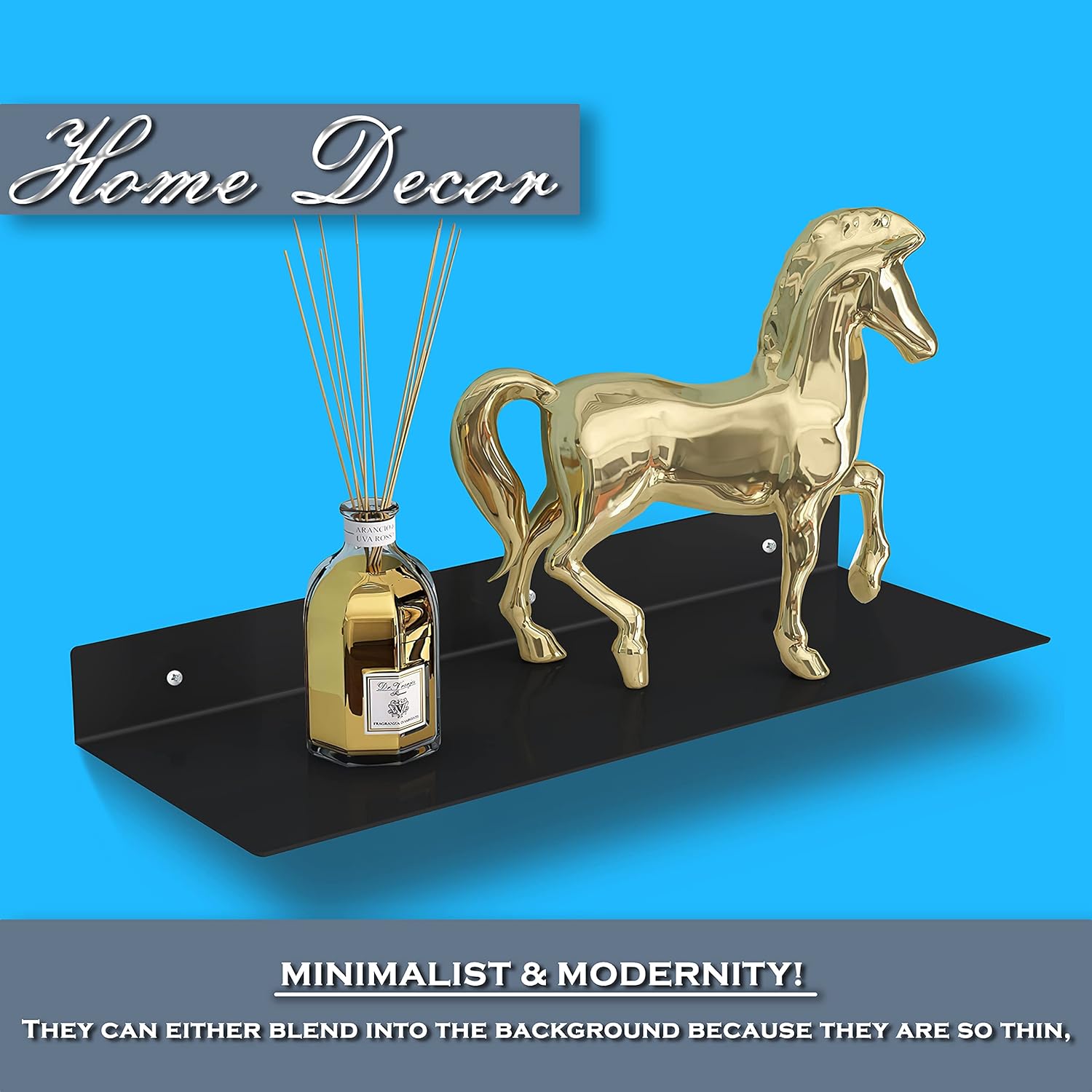 SIMOND STORE Linear Floating Shelf - Steel Industrial Heavy Duty Metal Wall Mounted DIY Designed Shelf (36