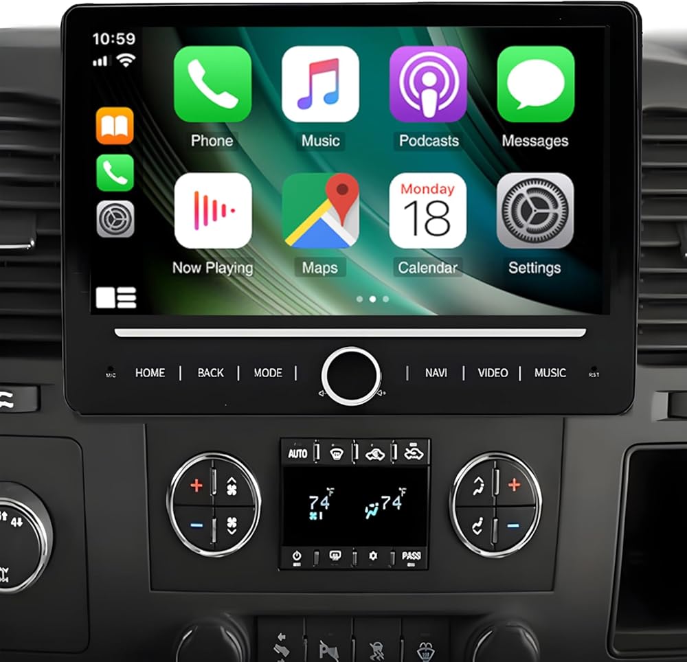 10in Android 14 Car Stereo Radio for Chevy Silverado 1500HD 2500HD 3500HD 2007-2013 Built-in with Carplay Android Auto Bluetooth FM WiFi/SWC/Mirror Link/DSP GPS Navigation Backup Camera 4+64G