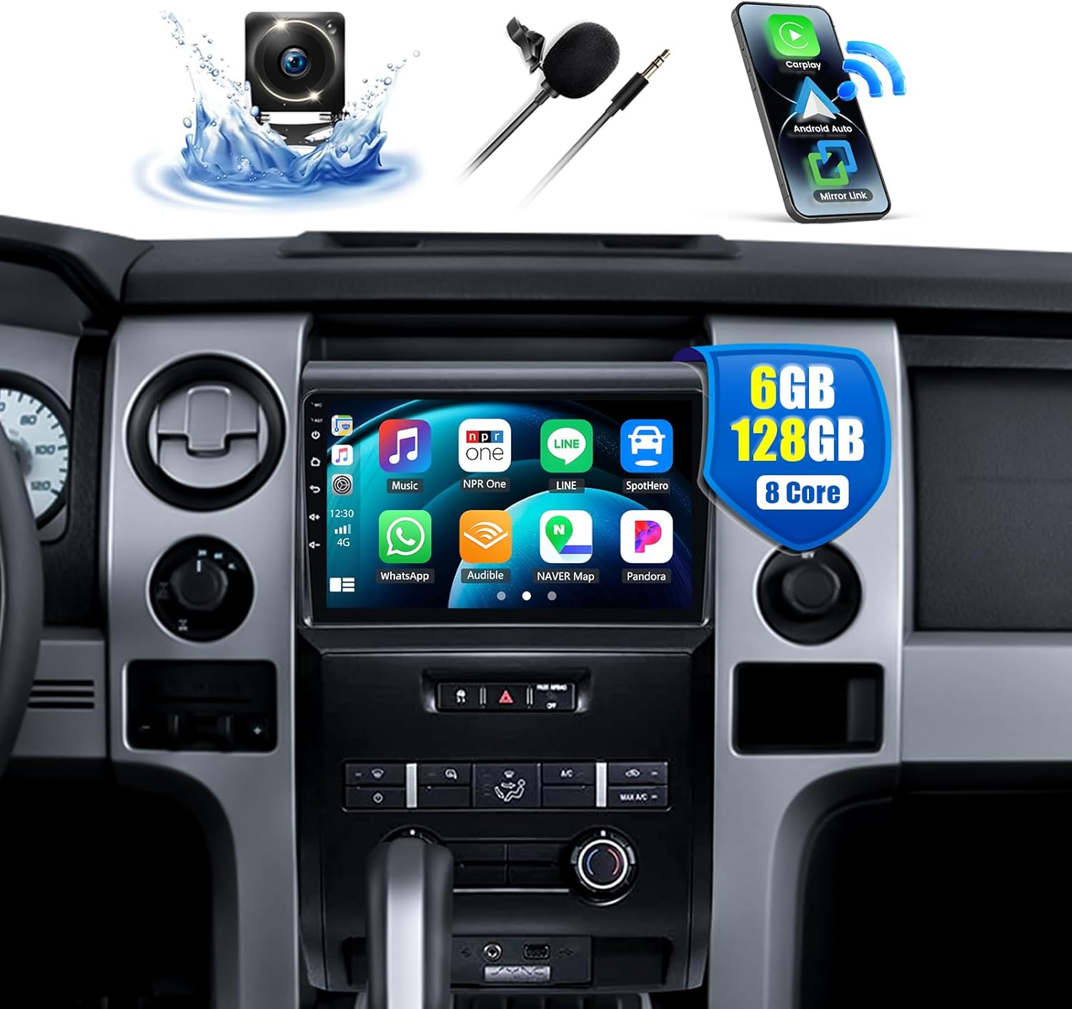 6G+128G 8-Core Android 15 Car Radio Stereo for Ford F150 F-150 2009 2010 2011 2012 with Wireless CarPlay Android Auto 9