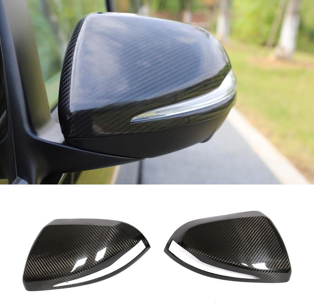 MCARCAR KIT Mirror Cover fits for Mercedes Benz V Class W447 Vito V250 V220D 2016-2018 Carbon Fiber Replacement Rearview Side Rearview Mirror Caps Car Exterior Outside Shell(With Side Lane Assist)