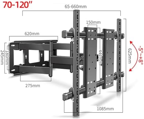Adjustable TV Wall Mount - for 70-120 Inch TV Wall Mount, TV Mount with Two Swivel Joints Tiltable 6 Arms, Max VESA 1000 x 600 mm, Holds up to 130 kg