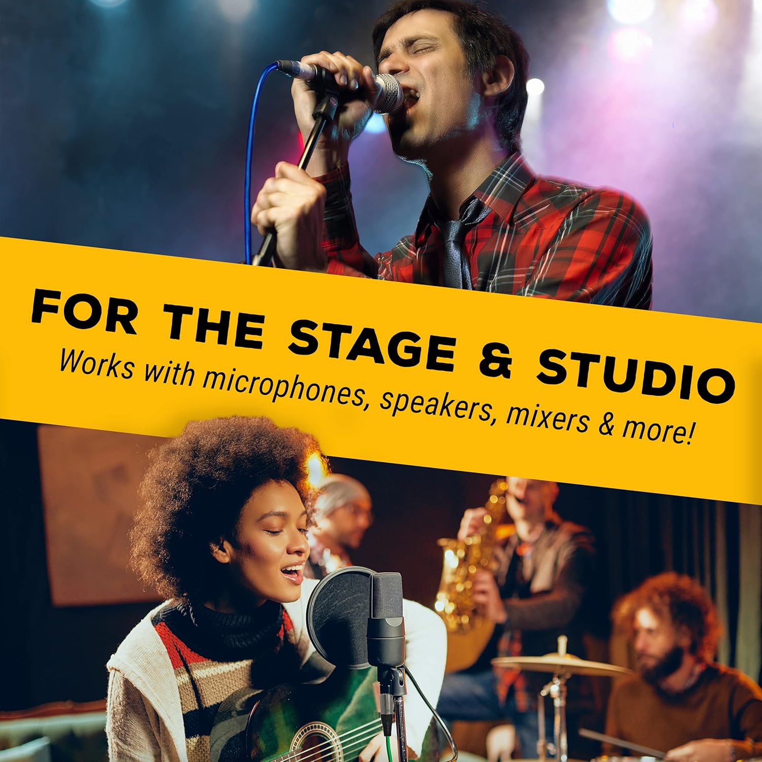 GLS Audio 12ft Mic Cable Patch Cords - XLR Male to XLR Female Colored Cables - 12' Balanced Mike Cord - 6 Pack