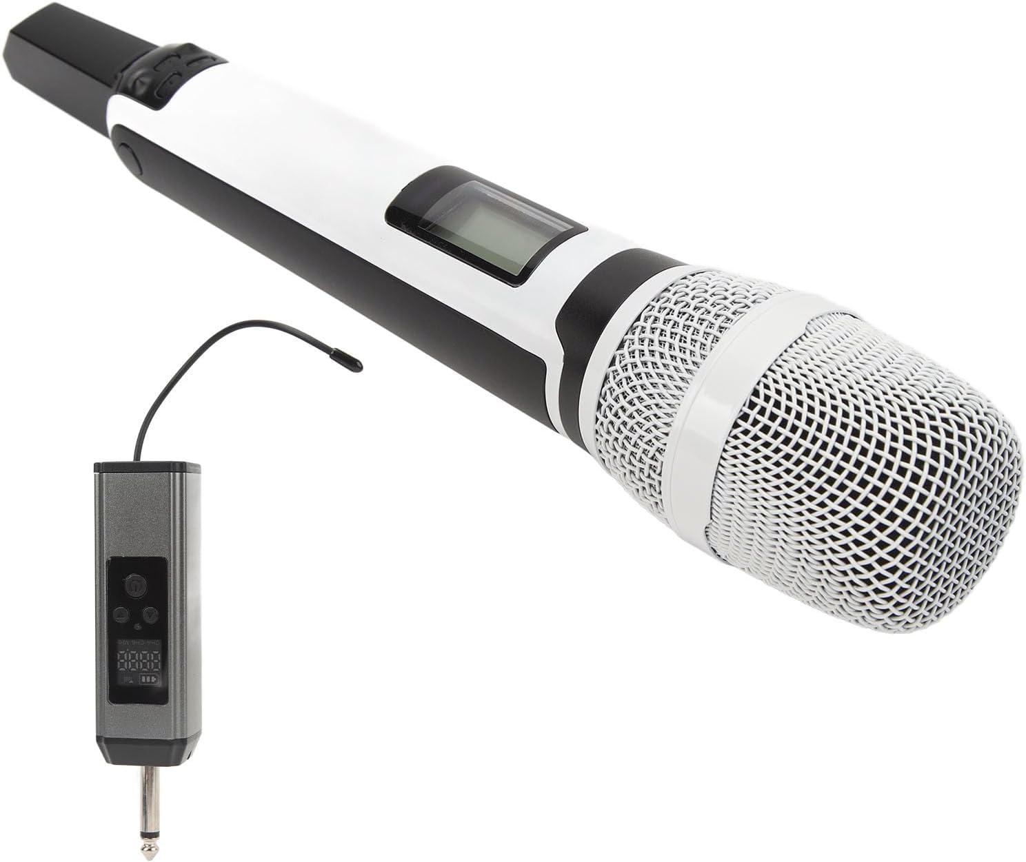 VGEBY Microphone Set, Noise Reduction UHF Handheld Cordless Dynamic Cardioid Mic with Receiver for Karaoke Live Speech Singing