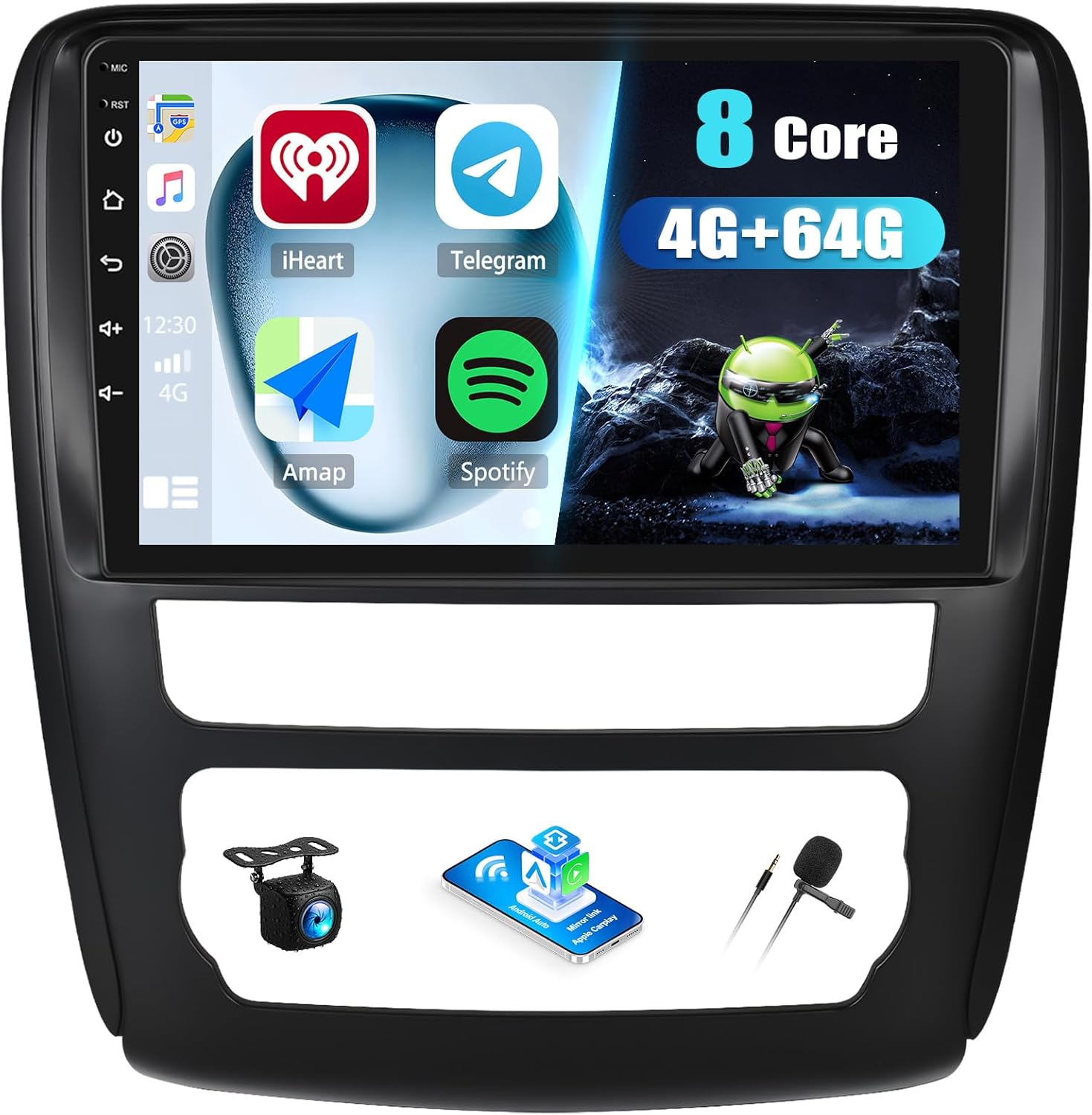 8 Core Qualcomm Android Car Stereo for Chevrolet Traverse LT 2013-2017/Buick Enclave 2013-2017 9 Inch Touch Screen with CarPlay Android Auto 4G+64G Bluetooth Cooling Fan