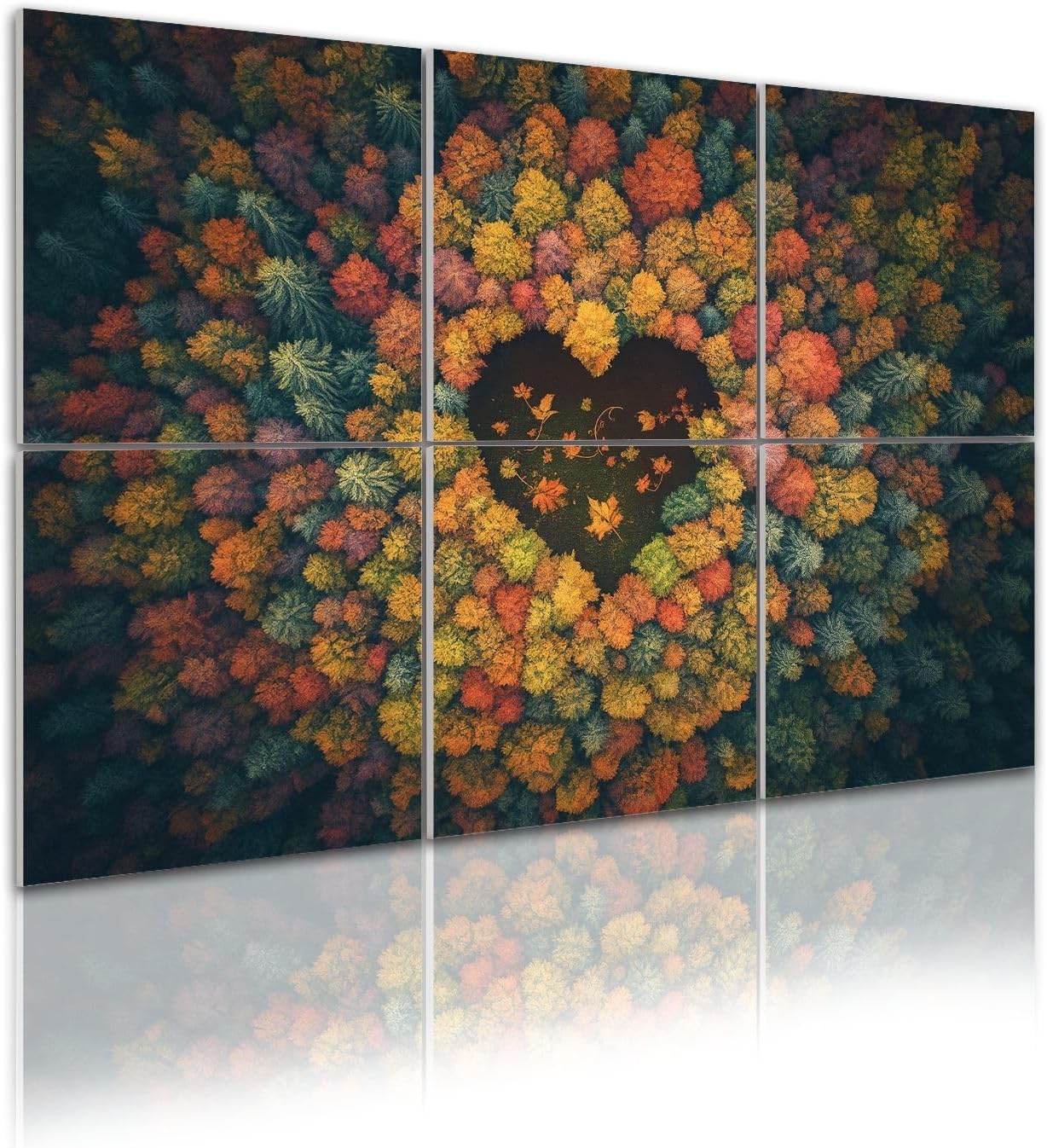 6 Pack Art Acoustic Panels Heart Shape Autumn Forest Sound Absorbing Panel 48