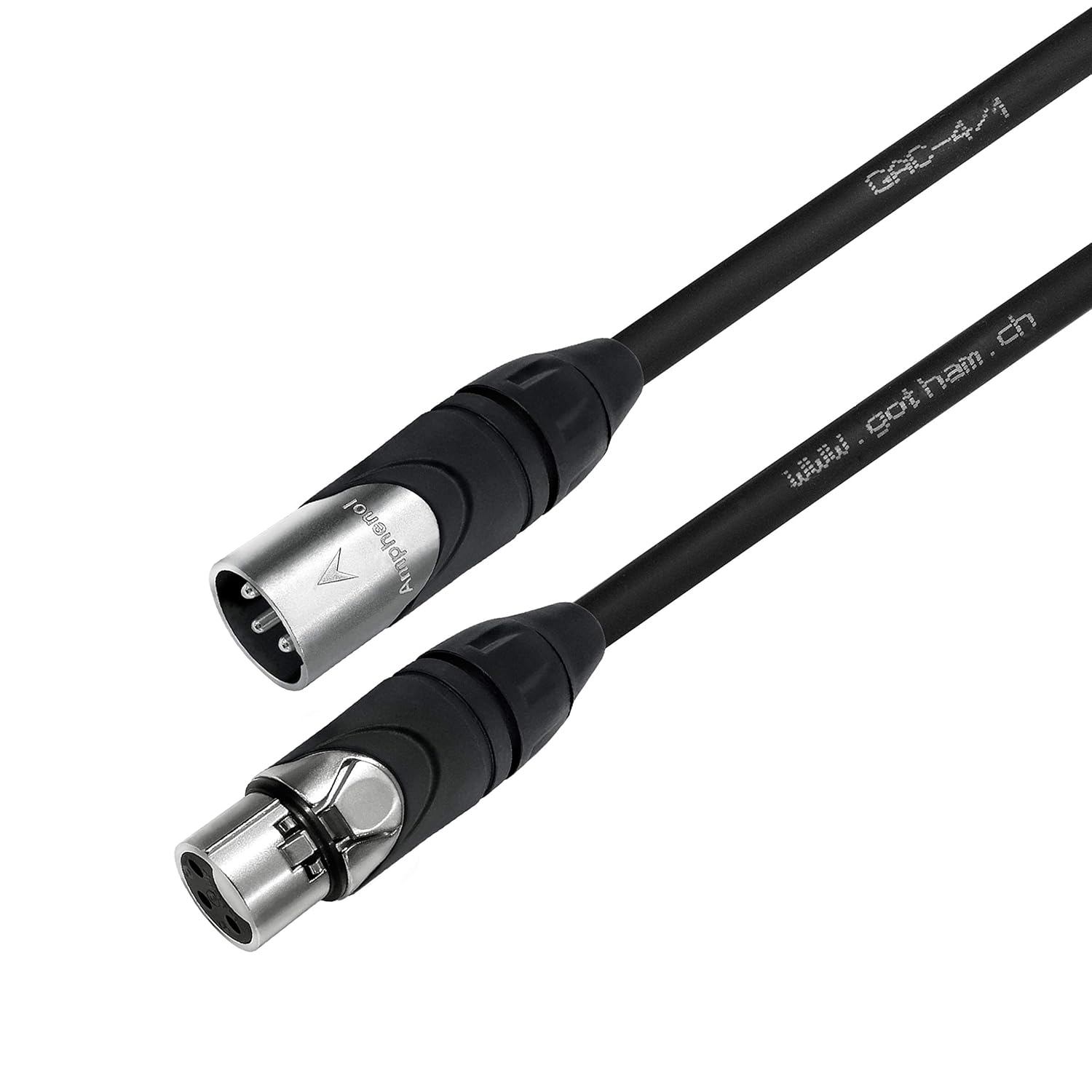 WORLDS BEST CABLES 3 Units - 25 Foot - Gotham GAC-4/1 (Black) - Star Quad, Dual Shielded Balanced Male to Female Microphone Cables with Amphenol AX3M & AX3F Silver XLR Connectors - Custom Made