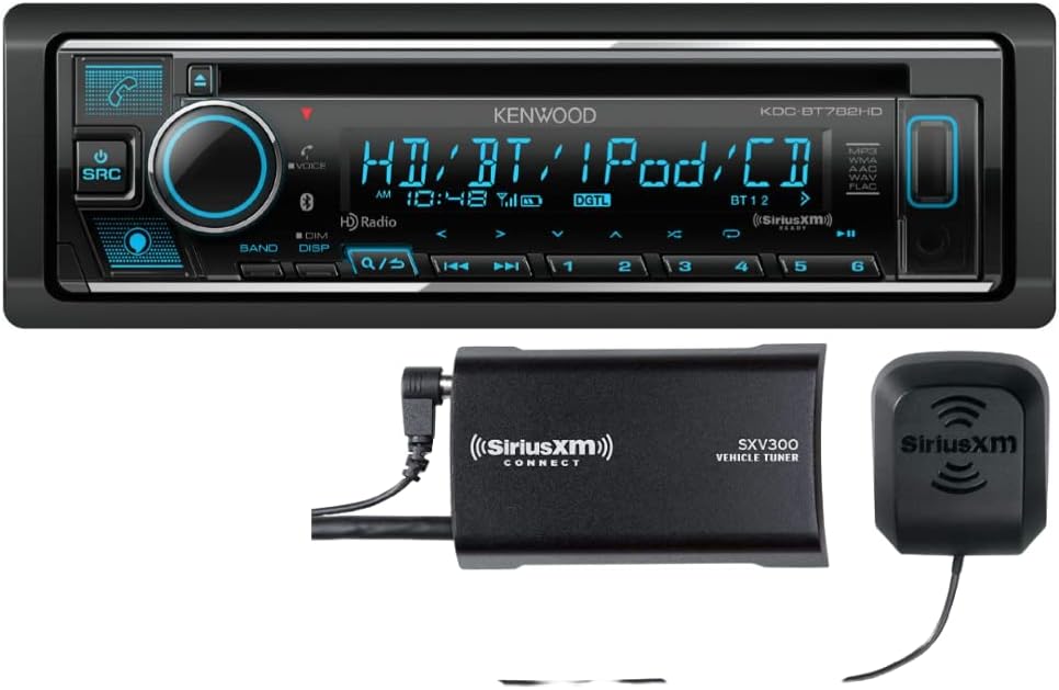KENWOOD KDC-BT782HD CD Receiver w Bluetooth, HD Radio, Alexa Built-in, Spotify and Pandora Internet Radio Link for iPhone or Android Phone, SiriusXM Ready | Plus SXV300V1 SiriusXM Tuner
