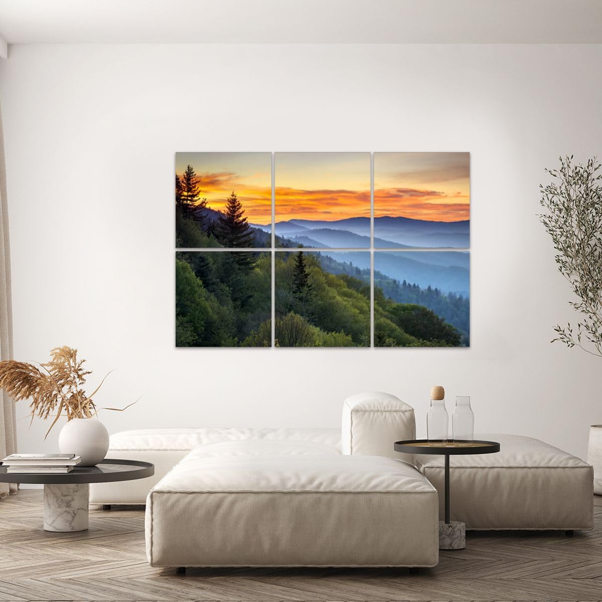 6 Pack Art Acoustic Panels, 48x72 Inch Great Smoky Mountains National Park Scenic Sunrise Landscape At Soundproof Wall Panels, Decorative Sound Absorbing Panels For Home & Office