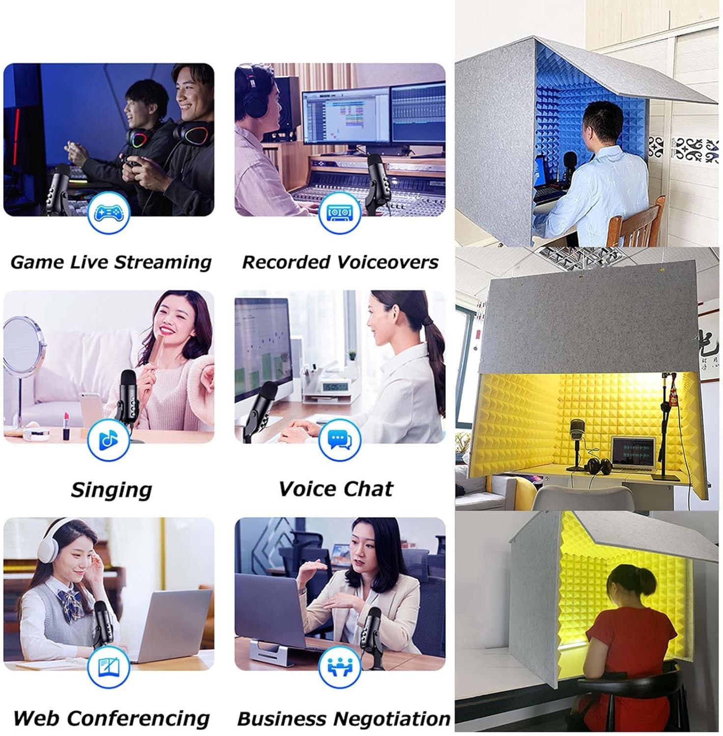 Portable Recording Studio, Microphone Foam Booth, Desktop Soundproof Enclosure, Suitable for Recording Studio, Singing Broadcast (Green)