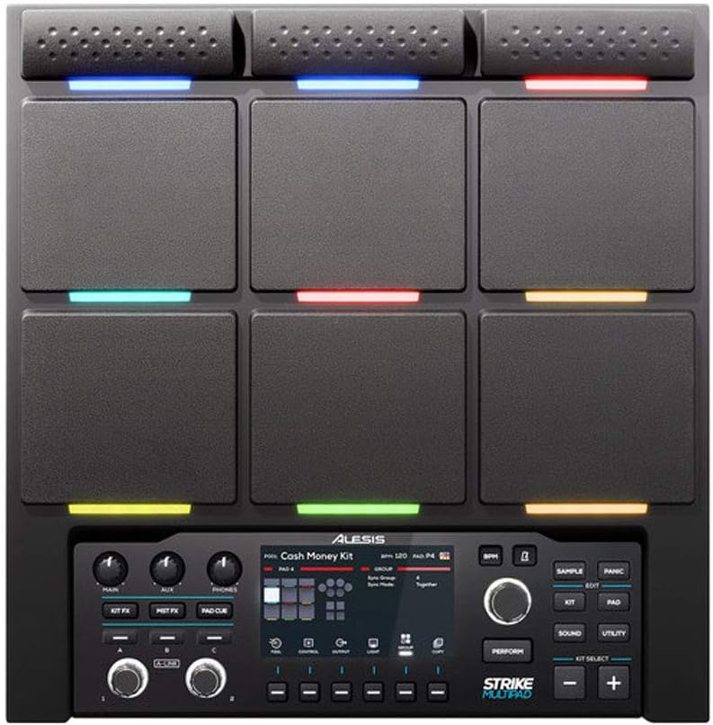 Alesis Strike Multipad - 9-Pad Percussion Instrument with Sampler, Looper, 2 Ins and Outs, Soundcard, Sample Loading via USB Thumb Drives and 4.3-Inch Display