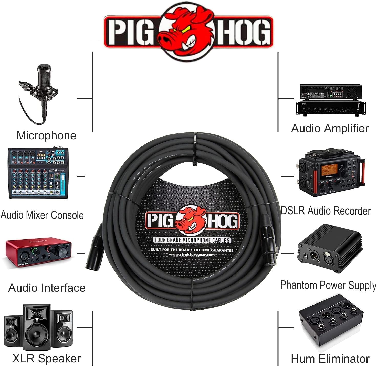 Pig Hog XLR 25 Foot 6 Pack Tour Grade Microphone Cables