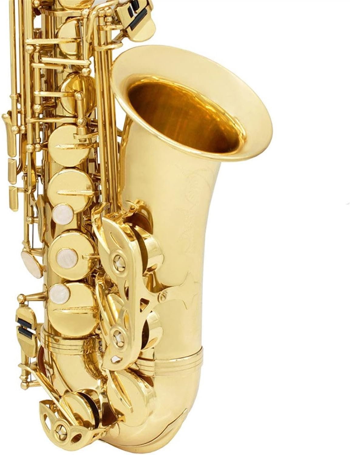 KESHUO EB Alto Saxophone Lacquered Gold E-Flat Sax Brass Carved Pattern Woodwind Instrument with Case Accessories Brass Sax Beginners Kit (Color : Golden Sax)