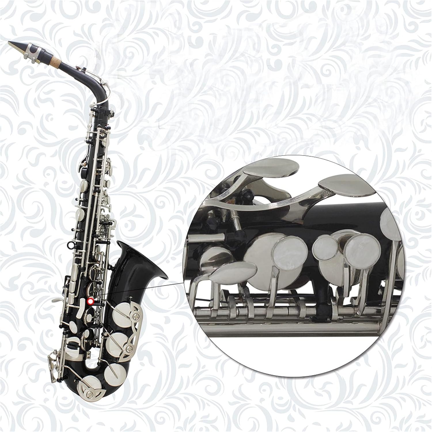 Alto Saxophone Black Gold Black Silver Wind Instrument Mouth Wind Instrument Brass Wind Instrument Suitable for Grading Performance Saxophone Straight (Color : Black Silver)