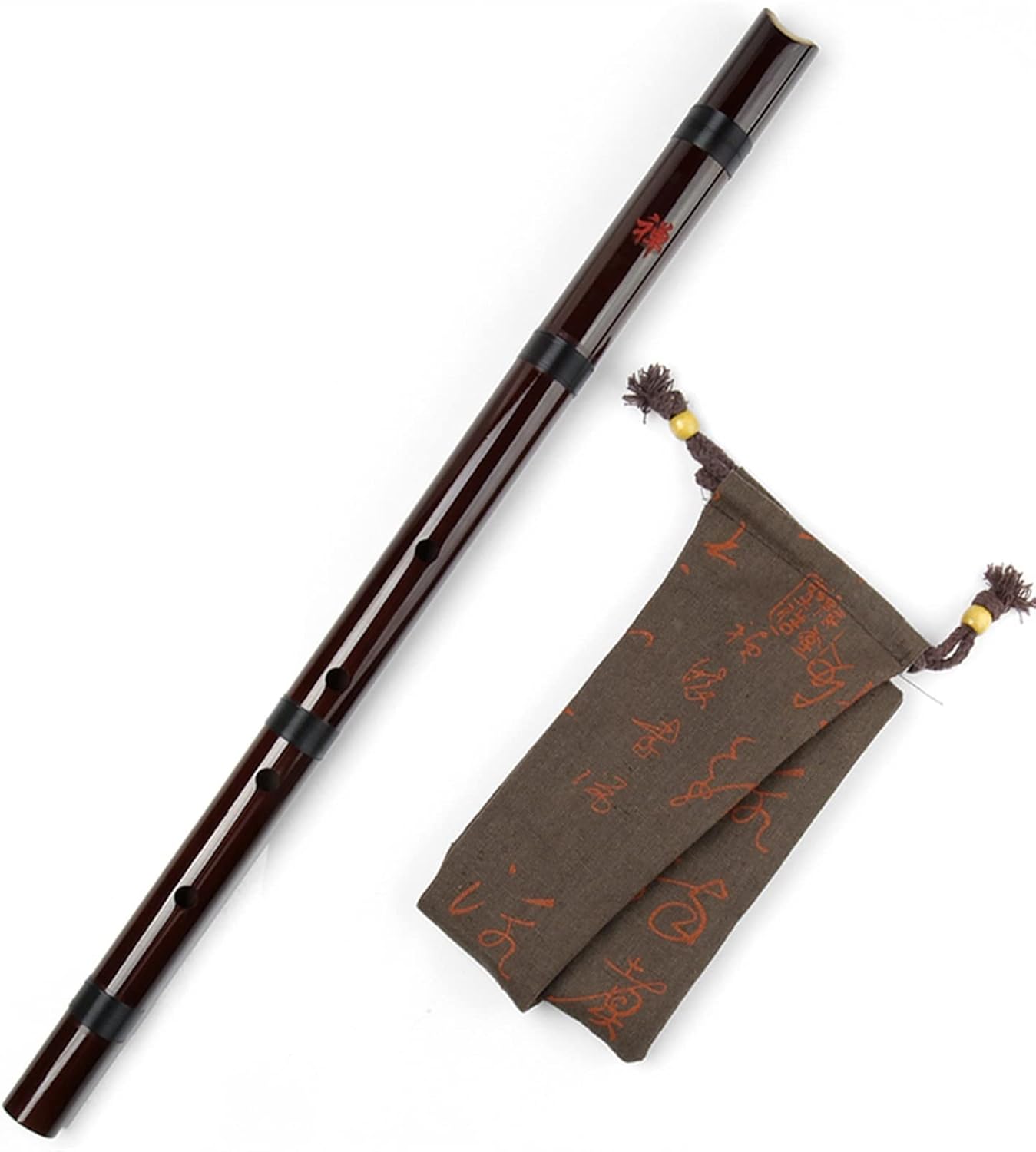 TSTS Chinese Bamboo Flute D Key 5 Holes Musical Instruments Bamboo Vertical Flute Woodwind Instrument with Bag (Color : Brown)